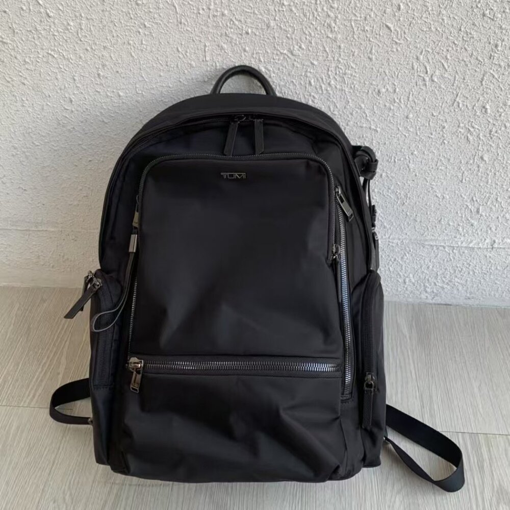 TUMI Voyageur Backpack Women's Sleek Black Tactical Nylon Commuter Bag